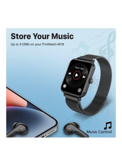 PROMATE Smart Watch, Bluetooth 5.3 Health and Fitness Tracker with Media Storage, 1.78” AMOLED Display, 20 Day Battery Life, 37 Sports Modes and IP68 Water Resistance for iPhone 14, Galaxy S22, ProWatch-M18 Graphite  - Image 3