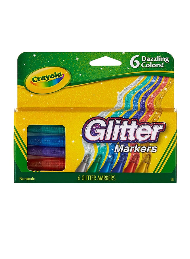Crayola 6-Piece Glitter Markers 12.7 x 14.94 x 1.27cm - Image 1