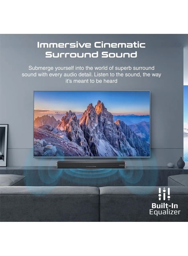 PROMATE - 60W Soundbar, Premium Ultra-Slim Multipoint Pairing Bass Boost Speaker with Remote Control, Bluetooth v5.0, HDMI Support, USB Port, AUX and Optical Input for Smartphones, TV, CastBar-60 CastBar-60.UK Black - Image 1