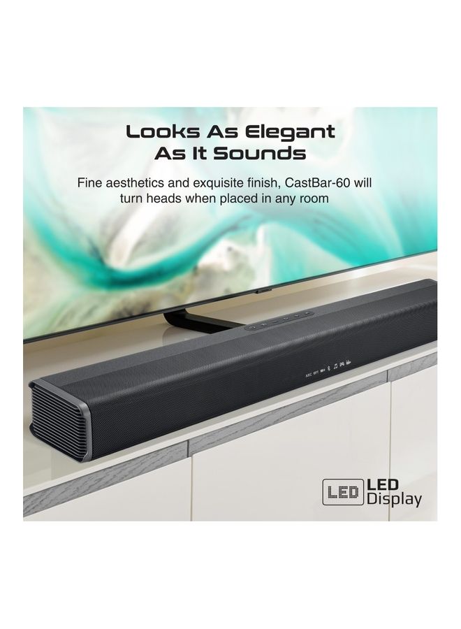 PROMATE - 60W Soundbar, Premium Ultra-Slim Multipoint Pairing Bass Boost Speaker with Remote Control, Bluetooth v5.0, HDMI Support, USB Port, AUX and Optical Input for Smartphones, TV, CastBar-60 CastBar-60.UK Black - Image 1