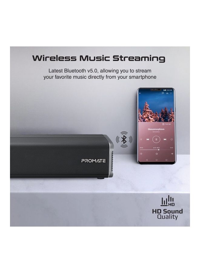PROMATE - 60W Soundbar, Premium Ultra-Slim Multipoint Pairing Bass Boost Speaker with Remote Control, Bluetooth v5.0, HDMI Support, USB Port, AUX and Optical Input for Smartphones, TV, CastBar-60 CastBar-60.UK Black - Image 1
