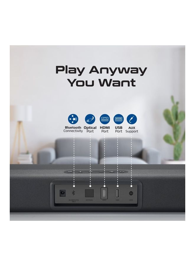 PROMATE - 60W Soundbar, Premium Ultra-Slim Multipoint Pairing Bass Boost Speaker with Remote Control, Bluetooth v5.0, HDMI Support, USB Port, AUX and Optical Input for Smartphones, TV, CastBar-60 CastBar-60.UK Black - Image 1