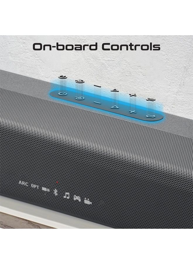 PROMATE - 60W Soundbar, Premium Ultra-Slim Multipoint Pairing Bass Boost Speaker with Remote Control, Bluetooth v5.0, HDMI Support, USB Port, AUX and Optical Input for Smartphones, TV, CastBar-60 CastBar-60.UK Black - Image 1
