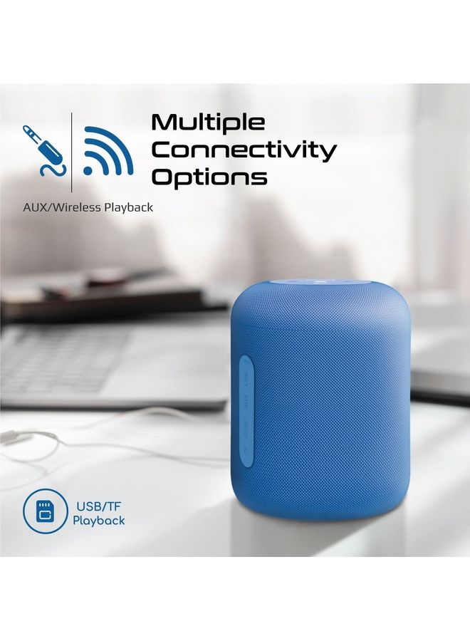 PROMATE - Portable Wireless Speaker,Stylish 10W True Wireless Speaker with 360-Degree HD Sound,Long playtime,USB Media Port,Micro SD Card Slot and 3.5mm Port for Bluetooth Enabled Devices,Boom-10 Blue - Image 1