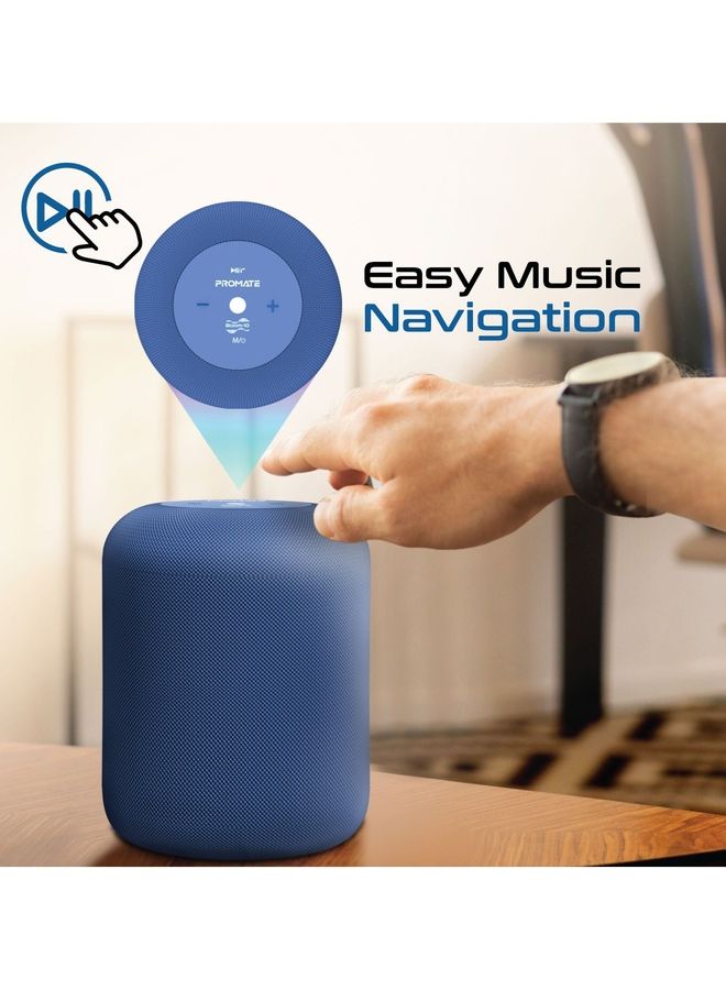 PROMATE - Portable Wireless Speaker,Stylish 10W True Wireless Speaker with 360-Degree HD Sound,Long playtime,USB Media Port,Micro SD Card Slot and 3.5mm Port for Bluetooth Enabled Devices,Boom-10 Blue - Image 1
