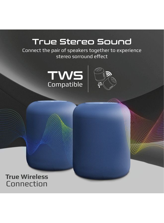 PROMATE - Portable Wireless Speaker,Stylish 10W True Wireless Speaker with 360-Degree HD Sound,Long playtime,USB Media Port,Micro SD Card Slot and 3.5mm Port for Bluetooth Enabled Devices,Boom-10 Blue - Image 1