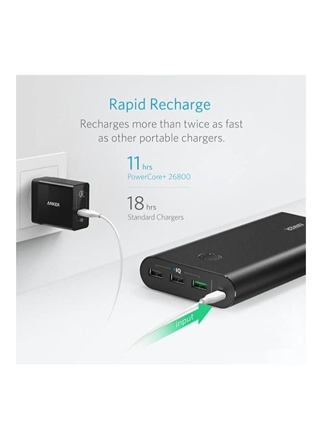 Anker - 26800.0 mAh PowerCore26800 - Premium Portable Charger with Qualcomm Quick Charge 3.0 (in- and output) and PowerIQ Technology, Dual Input Ports, Aluminum Shell, and High Capacity 26800mAh External Battery Black - Image 1