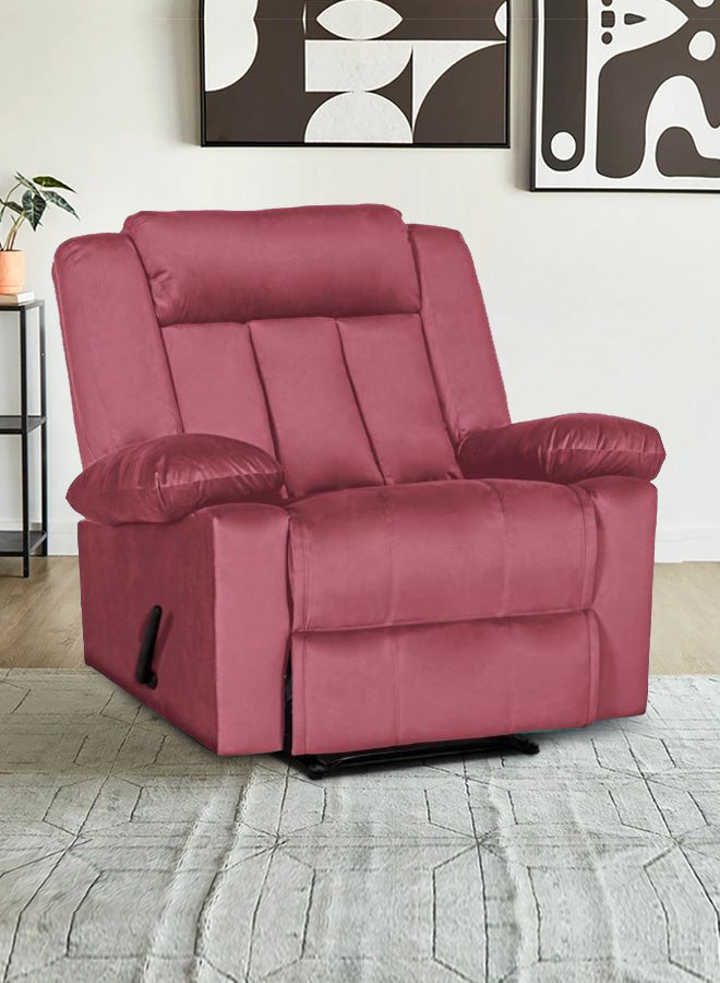 ريغال إن هاوس كرسي استرخاء ثابت منجد بالمخمل مع وضعية سرير زهري غامق 90x95x80سم - Image 1