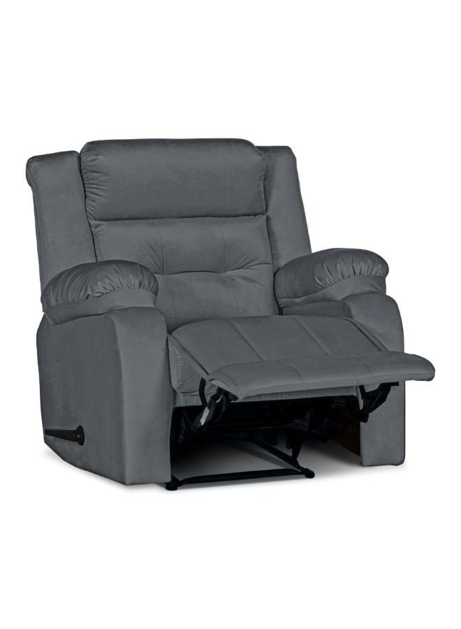 benefit - Velvet Upholstered Rocking and Rotating Recliner Chair With Bed Mode Grey 90x100x80cm - Image 1