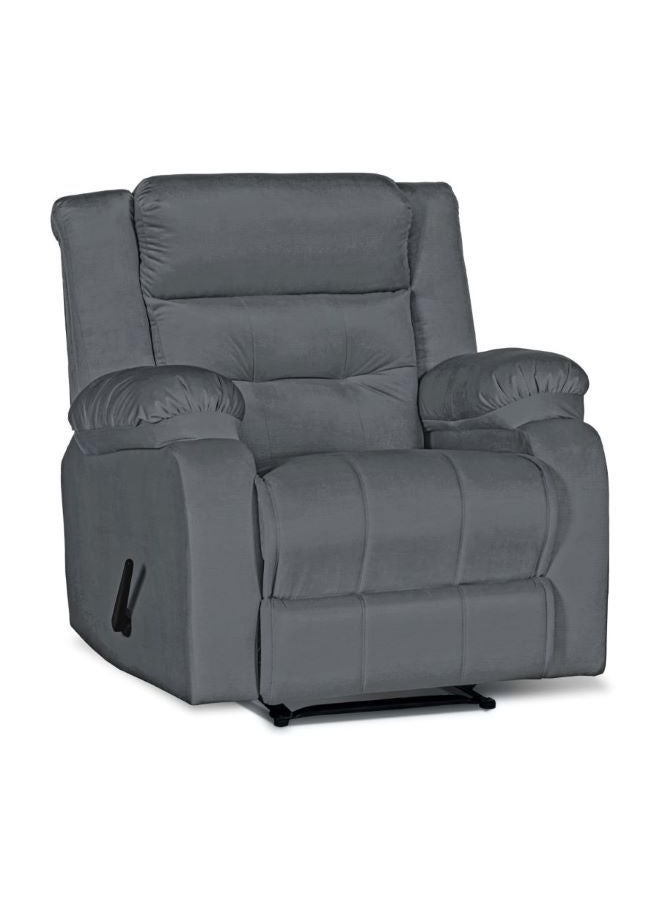 benefit - Velvet Upholstered Rocking and Rotating Recliner Chair With Bed Mode Grey 90x100x80cm - Image 1