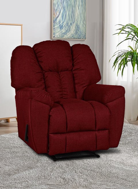 Linen Upholstered Classic Recliner Chair With Bed Mode Burgundy 90x100x80cm