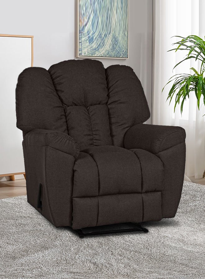 PENHALIGON'S Linen Upholstered Classic Recliner Chair With Bed Mode Dark Brown 90x100x80cm  - Image 1