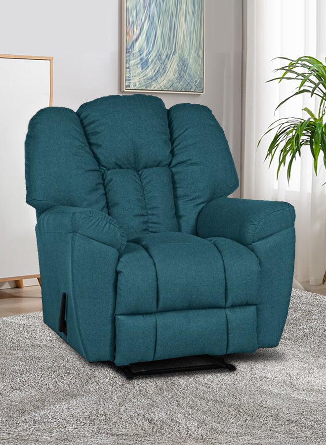 PENHALIGON'S Linen Upholstered Classic Recliner Chair With Bed Mode Turquoise 90x100x80cm - Image 1