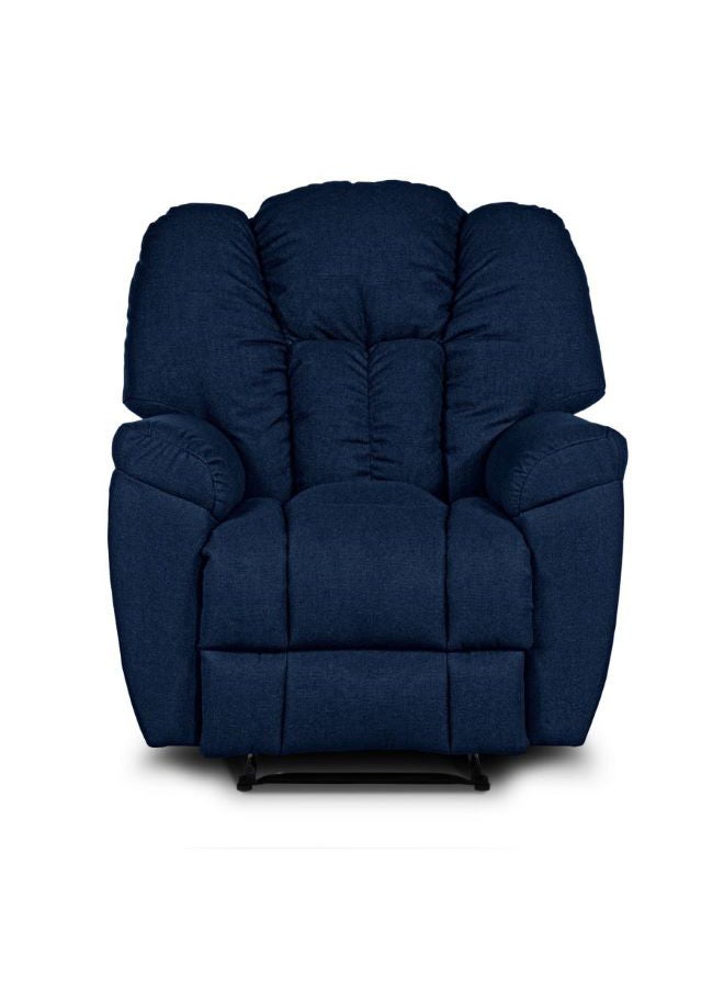 PENHALIGON'S Linen Upholstered Classic Recliner Chair With Bed Mode Dark Blue 90x100x80cm - Image 4