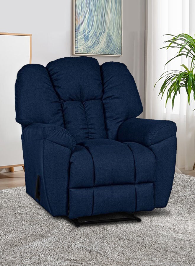PENHALIGON'S Linen Upholstered Classic Recliner Chair With Bed Mode Dark Blue 90x100x80cm - Image 1