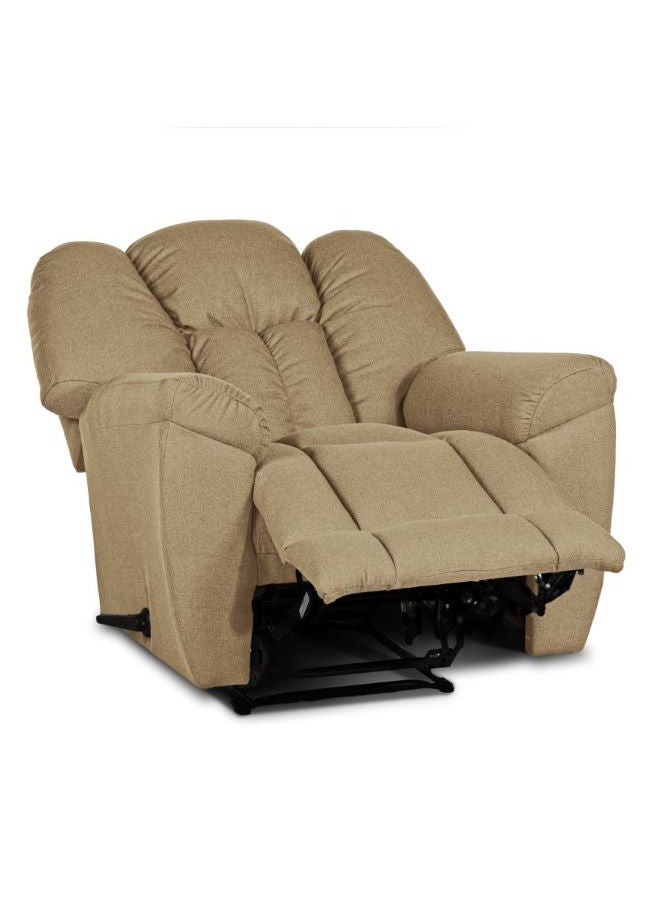 PENHALIGON'S Linen Upholstered Rocking Recliner Chair With Bed Mode Beige 90x100x80cm - Image 5