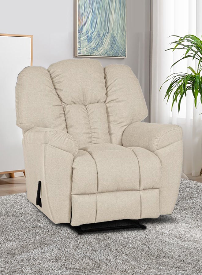PENHALIGON'S - Linen Upholstered Rocking Recliner Chair With Bed Mode Light Beige 90x100x80cm - Image 1