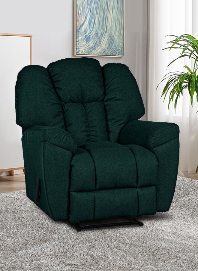 PENHALIGON'S Linen Upholstered Classic Recliner Chair With Bed Mode Dark Green 90x100x80cm - Image 1