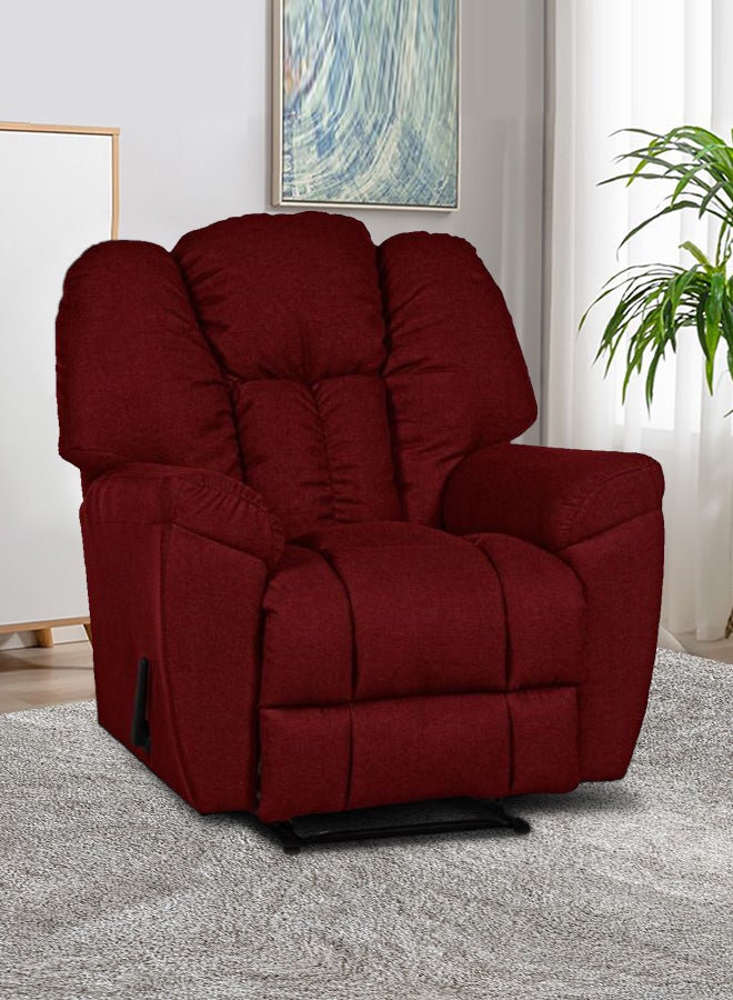 PENHALIGON'S Linen Upholstered Rocking Recliner Chair With Bed Mode Burgundy 90x100x80cm  - Image 1