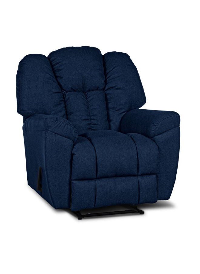 PENHALIGON'S Linen Upholstered Rocking Recliner Chair With Bed Mode Dark Blue 90x100x80cm  - Image 3
