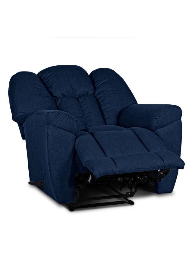 PENHALIGON'S Linen Upholstered Rocking Recliner Chair With Bed Mode Dark Blue 90x100x80cm  - Image 5