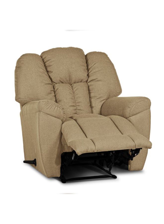 PENHALIGON'S Linen Upholstered Rocking and Rotating Recliner Chair With Bed Mode Beige 90x100x80cm  - Image 2