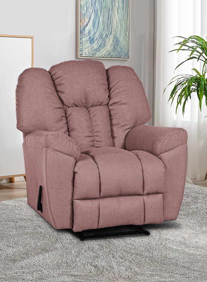 PENHALIGON'S Linen Upholstered Rocking Recliner Chair With Bed Mode Dark Pink 90x100x80cm  - Image 1