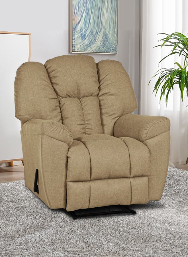 PENHALIGON'S Linen Upholstered Rocking and Rotating Recliner Chair With Bed Mode Beige 90x100x80cm  - Image 1