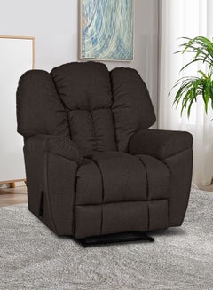 PENHALIGON'S Linen Upholstered Rocking and Rotating Recliner Chair With Bed Mode Dark Brown 90x100x80cm  - Image 1