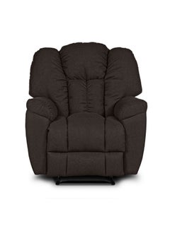 PENHALIGON'S Linen Upholstered Rocking and Rotating Recliner Chair With Bed Mode Dark Brown 90x100x80cm  - Image 4