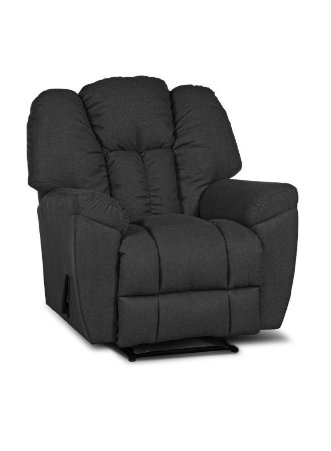 PENHALIGON'S Linen Upholstered Rocking and Rotating Recliner Chair With Bed Mode Dark Grey 90x100x80cm - Image 3