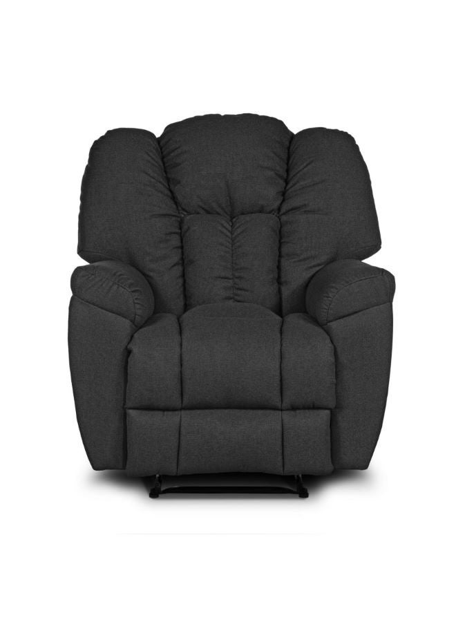 PENHALIGON'S Linen Upholstered Rocking and Rotating Recliner Chair With Bed Mode Dark Grey 90x100x80cm - Image 4