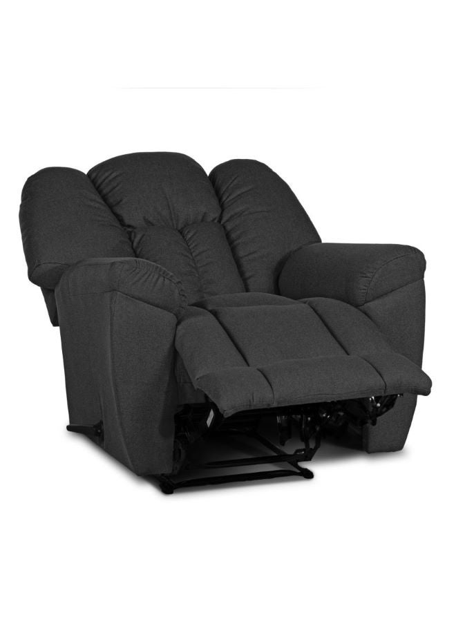 PENHALIGON'S Linen Upholstered Rocking and Rotating Recliner Chair With Bed Mode Dark Grey 90x100x80cm - Image 5