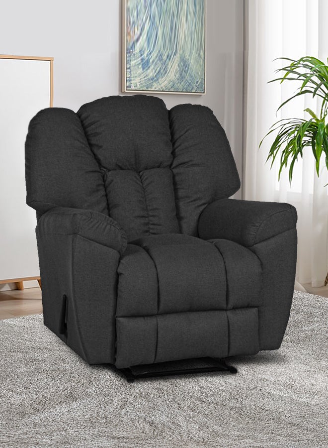 PENHALIGON'S Linen Upholstered Rocking and Rotating Recliner Chair With Bed Mode Dark Grey 90x100x80cm - Image 1