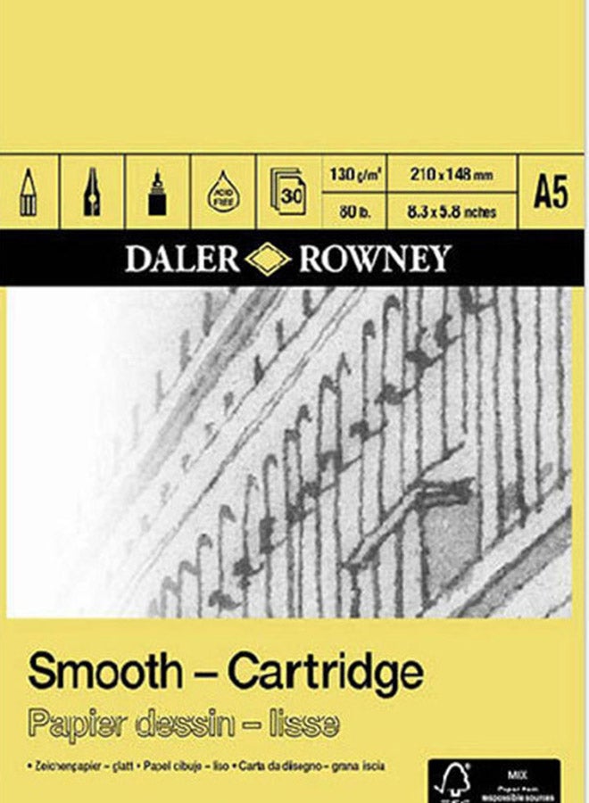 Daler Rowney - SMOOTH CARTRIDGE PAD 130 Gram,30,A5 Multcolour - Image 1