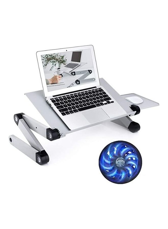 Datazone Adjustable Height Foldable Laptop Stand with Cooling Fan and Mouse Pad, (Silver) - DZ-TP006 Silver - Image 1
