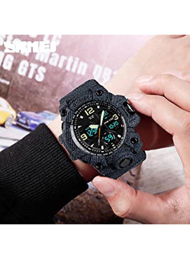 Men's Sport Water Resistant Quartz Digital Wrist Watch 3858 - 55 mm - Black/Blue - v1684420152/N28689009A_3