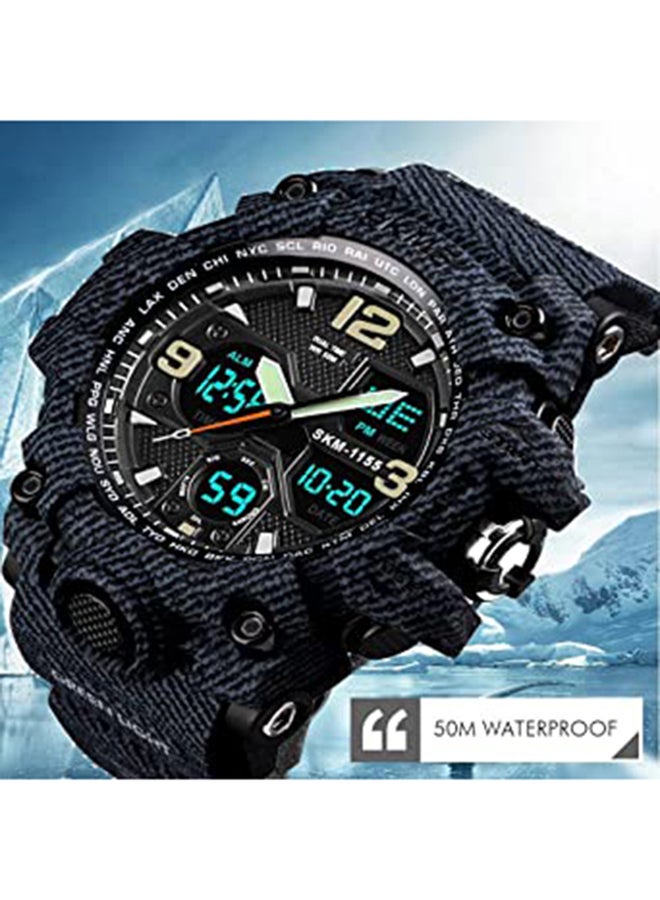 Men's Sport Water Resistant Quartz Digital Wrist Watch 3858 - 55 mm - Black/Blue - v1684420152/N28689009A_4