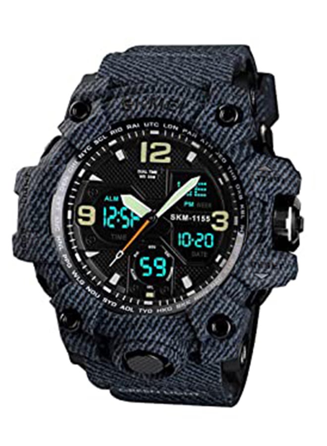 Men's Sport Water Resistant Quartz Digital Wrist Watch 3858 - 55 mm - Black/Blue - v1684420153/N28689009A_2