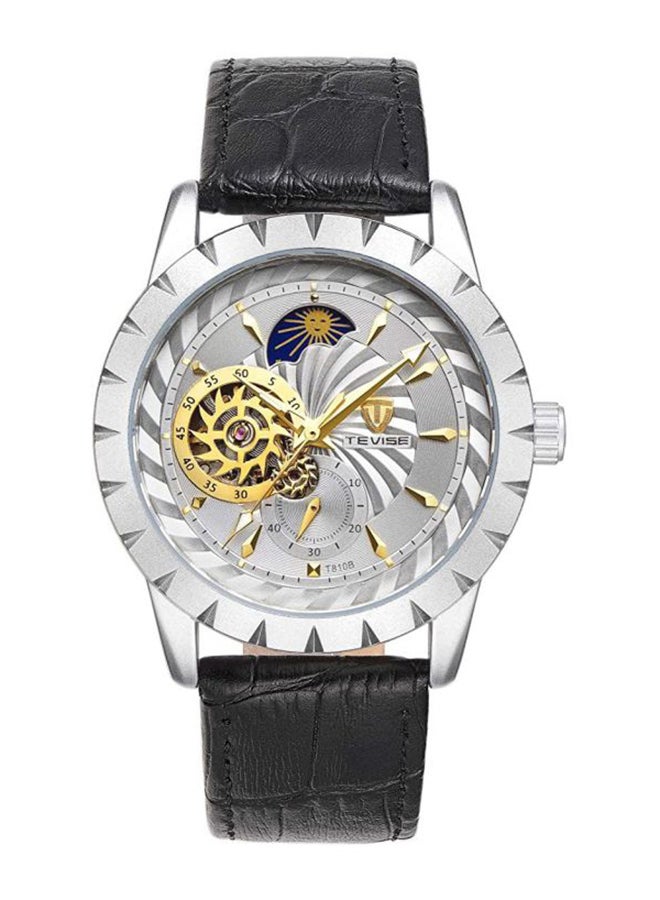 Tevise Men's Leather Analog Watch N9022G-S - Image 1