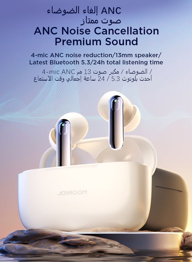 JOYROOM - JR-BC1 Bluetooth 5.3 TWS True Wireless In-Ear ANC Earbuds White - Image 1