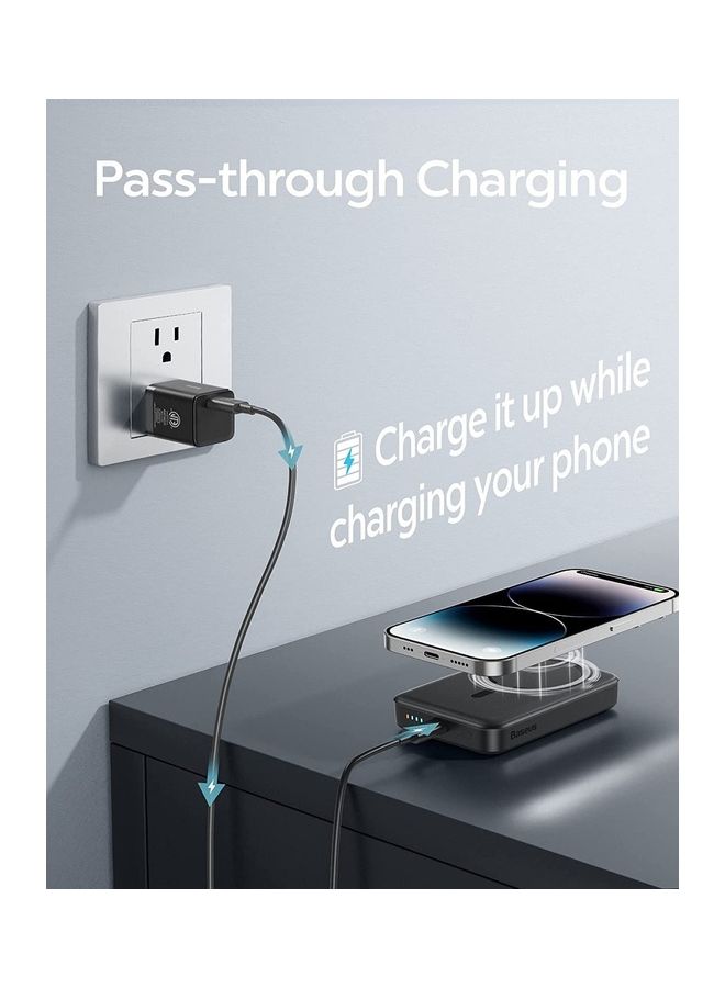 Baseus 10000 mAh MagSafe Portable Charger, 10000mAh Wireless Magnetic Power Bank with 20W PD Type-C Cable, Slim Compact Battery Pack for iPhone 16/16 Pro/16 Pro Max, iPhone 15/14/13/12 Series, Fast Charging MagSafe-Compatible Charger for All Wireless Devices Black  - Image 5