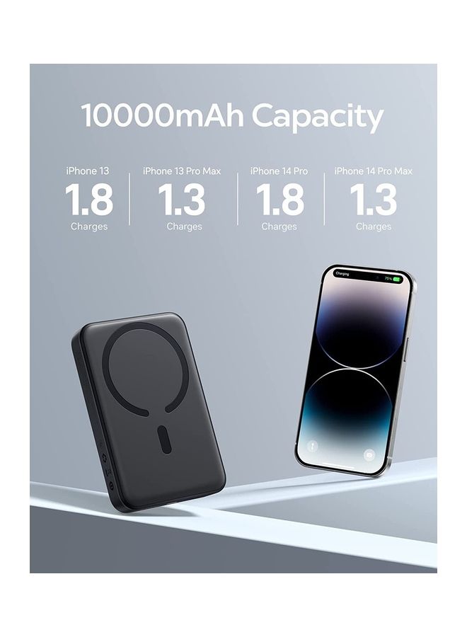 Baseus 10000 mAh MagSafe Portable Charger, 10000mAh Wireless Magnetic Power Bank with 20W PD Type-C Cable, Slim Compact Battery Pack for iPhone 16/16 Pro/16 Pro Max, iPhone 15/14/13/12 Series, Fast Charging MagSafe-Compatible Charger for All Wireless Devices Black  - Image 4