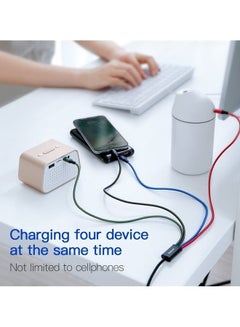 بيسوس سلك شحن متعدد سريع ومضفر من النايلون 4 في 1، كابل شاحن متعدد مزدوج من النوع C، Lightning، Micro USB لأجهزة iPhone، والأجهزة اللوحية، وSamsung Galaxy، وPS والمزيد متعدد الألوان (سلسلة 2 من النوع C)  - Image 3