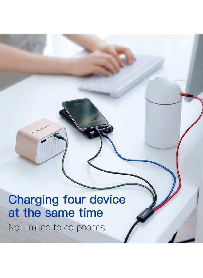 Baseus 4-in-1 Nylon Braided Multi Fast Charging Cord Multiple Charger Cable Dual Type-C, Lightning, Micro USB For iPhones, Tablets, Samsung Galaxy, PS And More Multicolour (2-Type-C Series) Multicolour  - Image 3