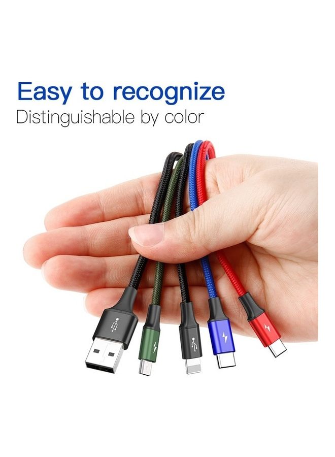 Baseus 4-in-1 Nylon Braided Multi Fast Charging Cord Multiple Charger Cable Dual Type-C, Lightning, Micro USB For iPhones, Tablets, Samsung Galaxy, PS And More Multicolour (2-Type-C Series) Multicolour  - Image 4