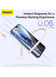 بيسوس سماعات رأس بلوتوث، سماعات أذن لاسلكية V5.3 بلوتوث مع ميكروفون داخل الأذن بشريط رقبة مغناطيسي لمدة 25 ساعة، سماعة رأس باس عميق مقاومة للماء IPX4 للمكالمات الهاتفية والموسيقى والرياضة - بيج  - Image 4