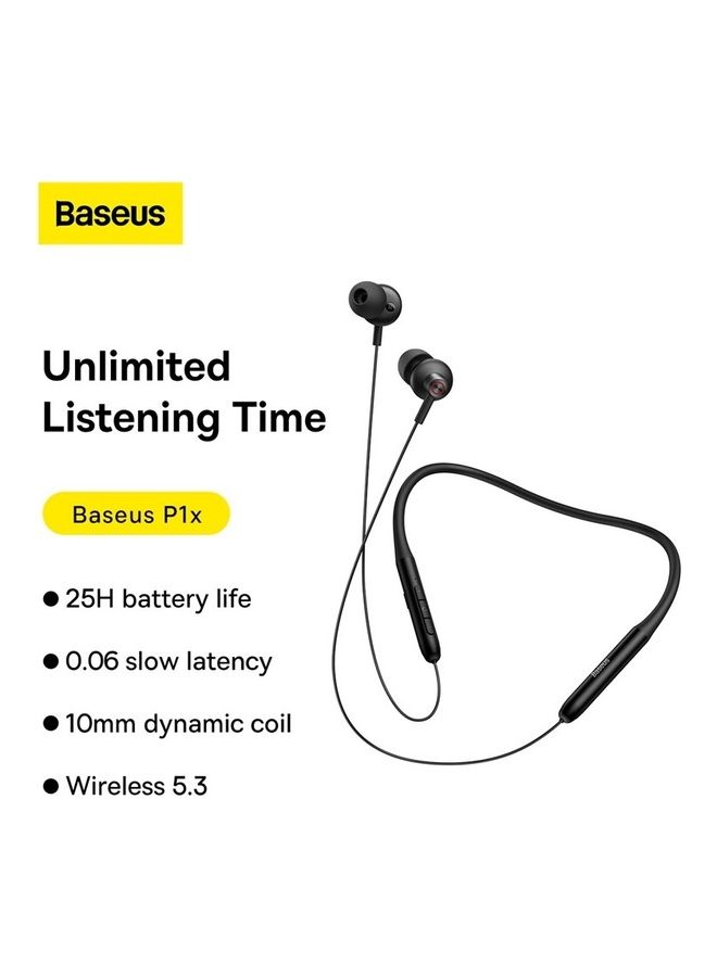 Baseus - Bluetooth Headphones,V5.3 Wireless Bluetooth Earbuds w/Mic in-Ear Magnetic Neckband Earphone 25Hrs Playtime, IPX4 Waterproof Deep Bass Headset for Phone Call Music Sports- Black Black - Image 1