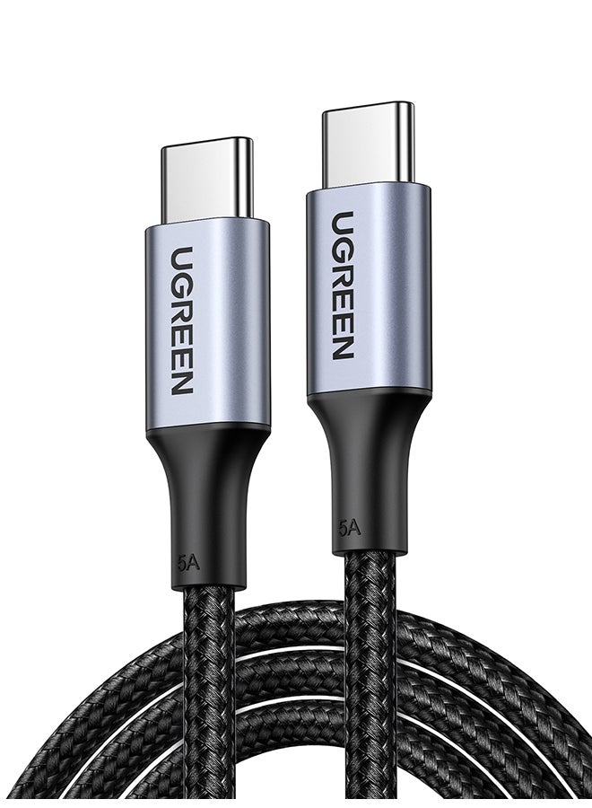 يو جرين - سلك USB C مضفر للشحن السريع من منفذ USB C إلى منفذ USB C بطول 2 متر ومزود بتقنية PD بقدرة 100 وات متوافق مع آي باد ميني/ برو مقاس 12 بوصة/ ماك بوك برو/ آير، سلسلة ايفون 15وسامسونج اس23 التار/ هواوي P60 أسود - Image 1