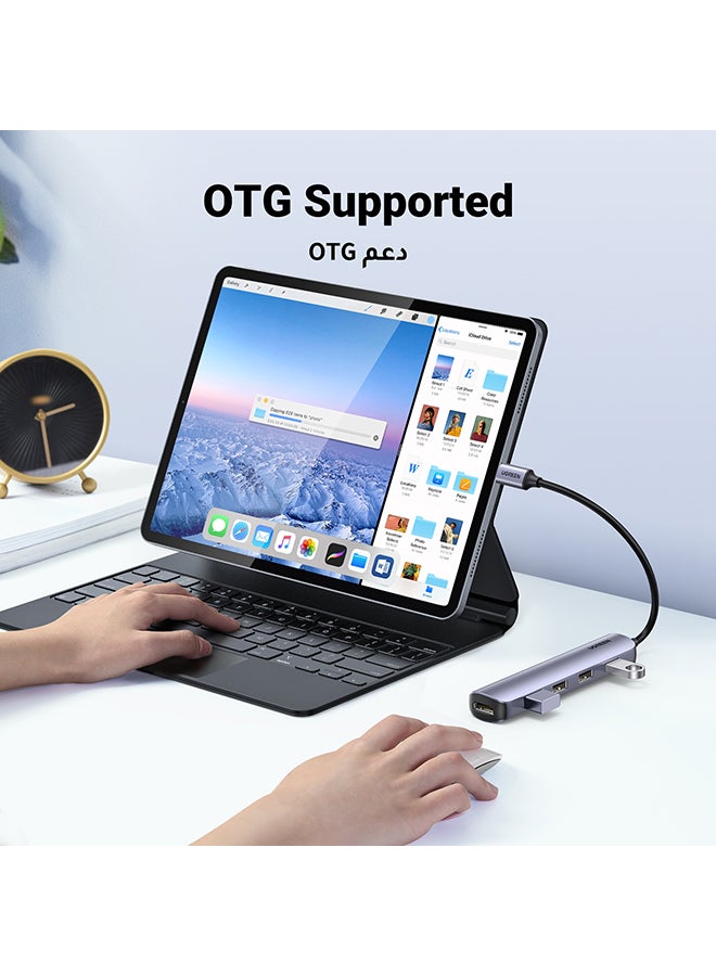 Ugreen - 5 in1 USB C Hub HDMI Multiports Adapter Ultra Slim With 4 USB 3.0 Ports Data Transfer 4K HDMI For MacBook Pro Air M3 M2 M1 iPad Pro M4 iPhone 16 15 Pro Max Lenovo Dell HP Silver - Image 1